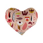 Scandinavian Flat Floral Background Coral Pink White Black Gold Pattern Standard 16  Premium Flano Heart Shape Cushions