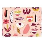 Scandinavian Flat Floral Background Coral Pink White Black Gold Pattern Two Sides Premium Plush Fleece Blanket (Mini)