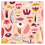 Scandinavian Flat Floral Background Coral Pink White Black Gold Pattern Square Satin Scarf (36  x 36 )