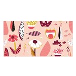 Scandinavian Flat Floral Background Coral Pink White Black Gold Pattern Satin Shawl 45  x 80 