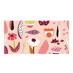 Scandinavian Flat Floral Background Coral Pink White Black Gold Pattern Satin Wrap 35  x 70 