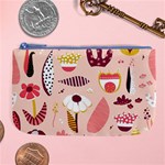 Scandinavian Flat Floral Background Coral Pink White Black Gold Pattern Large Coin Purse