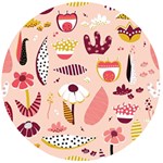 Scandinavian Flat Floral Background Coral Pink White Black Gold Pattern Wooden Bottle Opener (Round)