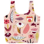 Scandinavian Flat Floral Background Coral Pink White Black Gold Pattern Full Print Recycle Bag (XXL)