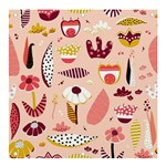 Scandinavian Flat Floral Background Coral Pink White Black Gold Pattern Banner and Sign 4  x 4 