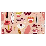 Scandinavian Flat Floral Background Coral Pink White Black Gold Pattern Banner and Sign 6  x 3 