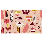 Scandinavian Flat Floral Background Coral Pink White Black Gold Pattern Banner and Sign 7  x 4 