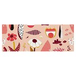 Scandinavian Flat Floral Background Coral Pink White Black Gold Pattern Banner and Sign 8  x 3 