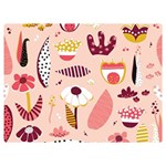 Scandinavian Flat Floral Background Coral Pink White Black Gold Pattern Premium Plush Fleece Blanket (Extra Small)