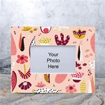 Scandinavian Flat Floral Background Coral Pink White Black Gold Pattern White Tabletop Photo Frame 4 x6 