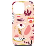 Scandinavian Flat Floral Background Coral Pink White Black Gold Pattern iPhone 14 Pro Max Black UV Print Case