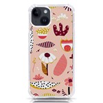 Scandinavian Flat Floral Background Coral Pink White Black Gold Pattern iPhone 14 TPU UV Print Case