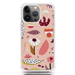 Scandinavian Flat Floral Background Coral Pink White Black Gold Pattern iPhone 13 Pro TPU UV Print Case