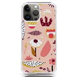 Scandinavian Flat Floral Background Coral Pink White Black Gold Pattern iPhone 13 Pro Max TPU UV Print Case