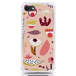 Scandinavian Flat Floral Background Coral Pink White Black Gold Pattern iPhone SE