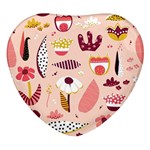 Scandinavian Flat Floral Background Coral Pink White Black Gold Pattern Heart Glass Fridge Magnet (4 pack)