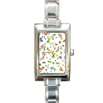 Baby Dino Seamless Pattern Rectangle Italian Charm Watch