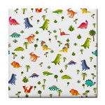 Baby Dino Seamless Pattern Tile Coaster