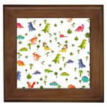 Baby Dino Seamless Pattern Framed Tile
