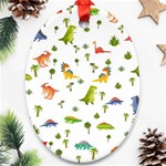 Baby Dino Seamless Pattern Ornament (Oval)