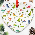 Baby Dino Seamless Pattern Ornament (Heart)