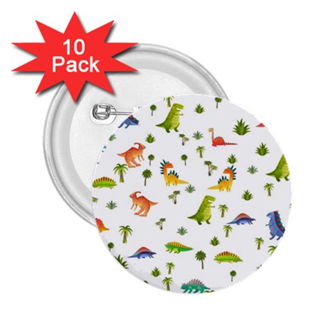 Baby Dino Seamless Pattern 2.25  Buttons (10 pack)  from ArtsNow.com Front