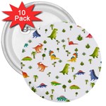 Baby Dino Seamless Pattern 3  Buttons (10 pack) 
