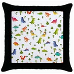 Baby Dino Seamless Pattern Throw Pillow Case (Black)