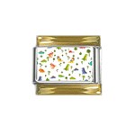 Baby Dino Seamless Pattern Gold Trim Italian Charm (9mm)