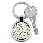 Baby Dino Seamless Pattern Key Chain (Round)