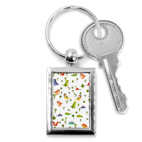 Baby Dino Seamless Pattern Key Chain (Rectangle) from ArtsNow.com Front