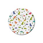 Baby Dino Seamless Pattern Rubber Coaster (Round)