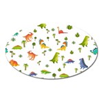 Baby Dino Seamless Pattern Oval Magnet