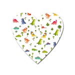 Baby Dino Seamless Pattern Heart Magnet