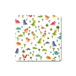 Baby Dino Seamless Pattern Square Magnet