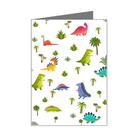 Baby Dino Seamless Pattern Mini Greeting Card from ArtsNow.com Left