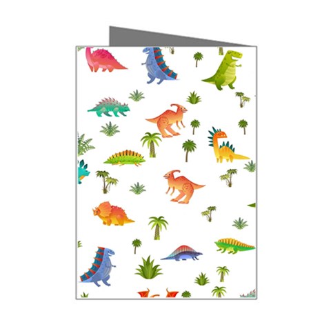 Baby Dino Seamless Pattern Mini Greeting Card from ArtsNow.com Right