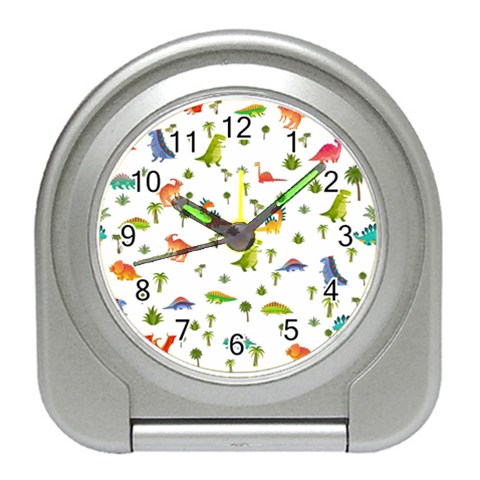 Baby Dino Seamless Pattern Travel Alarm Clock from ArtsNow.com Front