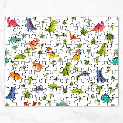 Baby Dino Seamless Pattern Rectangular Jigsaw Puzzl from ArtsNow.com Front