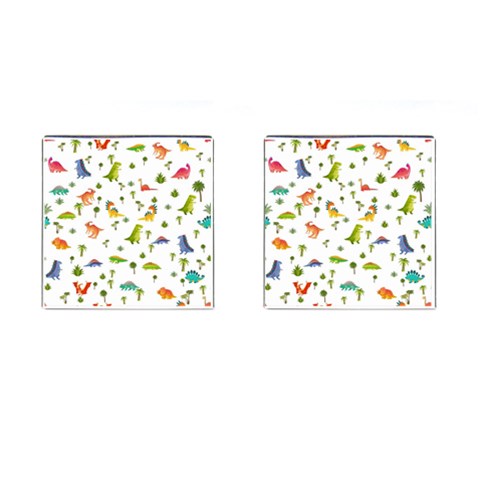 Baby Dino Seamless Pattern Cufflinks (Square) from ArtsNow.com Front(Pair)