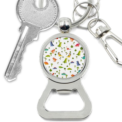 Baby Dino Seamless Pattern Bottle Opener Key Chain from ArtsNow.com Front