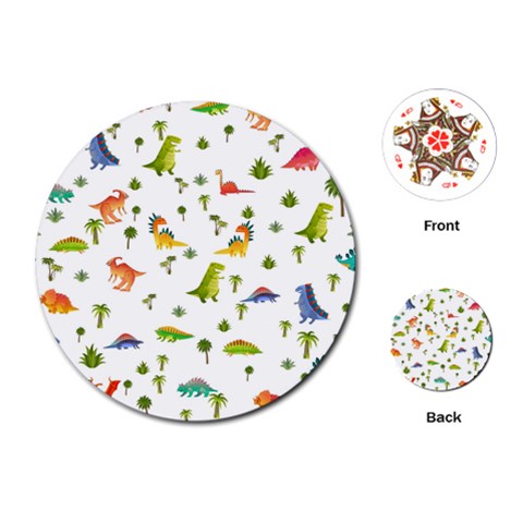 Baby Dino Seamless Pattern Playing Cards Single Design (Round) from ArtsNow.com Front