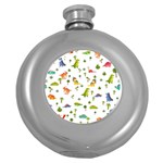 Baby Dino Seamless Pattern Round Hip Flask (5 oz)