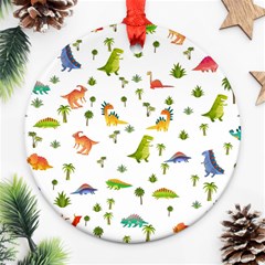 Baby Dino Seamless Pattern Round Ornament (Two Sides) from ArtsNow.com Front