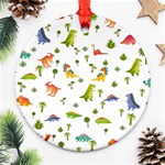 Baby Dino Seamless Pattern Round Ornament (Two Sides)