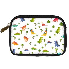 Baby Dino Seamless Pattern Digital Camera Leather Case from ArtsNow.com Front