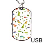 Baby Dino Seamless Pattern Dog Tag USB Flash (One Side)