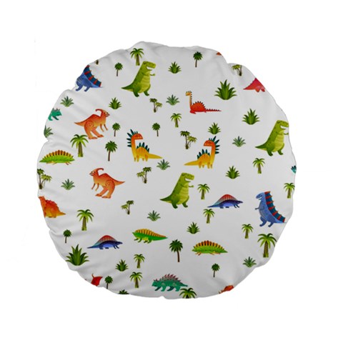 Baby Dino Seamless Pattern Standard 15  Premium Round Cushions from ArtsNow.com Front