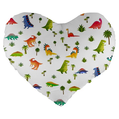 Baby Dino Seamless Pattern Large 19  Premium Heart Shape Cushions from ArtsNow.com Front