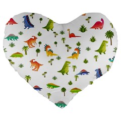 Baby Dino Seamless Pattern Large 19  Premium Heart Shape Cushions from ArtsNow.com Front